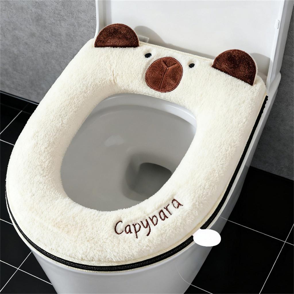 Cartoon Toilet Cover Plus Velvet Toilet Seat Cover Thickened Zipper Cartoon Toilet Mat To Protect Pregnant Women Confin