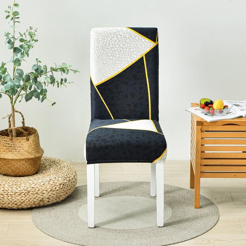 Geometric Elastic Dining Chair Cover Universal Slipcovers Chair Case Stretch Seat Cover for Wedding Hotel Banquet Living Room