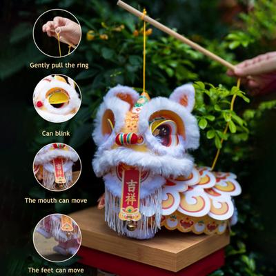 Yousheng Handmade Lion Lantern Material Pack with Movable Head And Limbs DIY Lion Dance Lantern Kit Glowing Chinese Style Mid-Autumn Festival Lantern