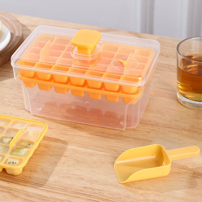 34/68 Compartments Ice Cube Mould Press Type With Lid Home Ice Box Ice Tool Freezer Ice Cube Maker Gifts