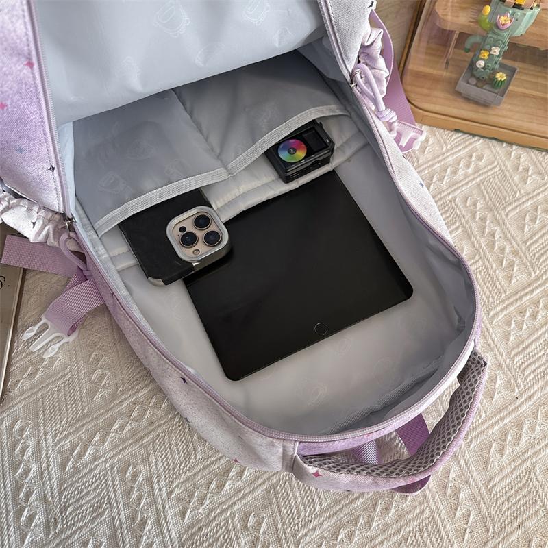 Color Block Women's Backpack Student Schoolbag Large Capacity Star Print Backpack