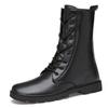 Men's Autumn Military High-Top Boots with Hidden Height Increase, Warm Cotton Lining, Large Sizes, and Non-Slip Rubber Sole