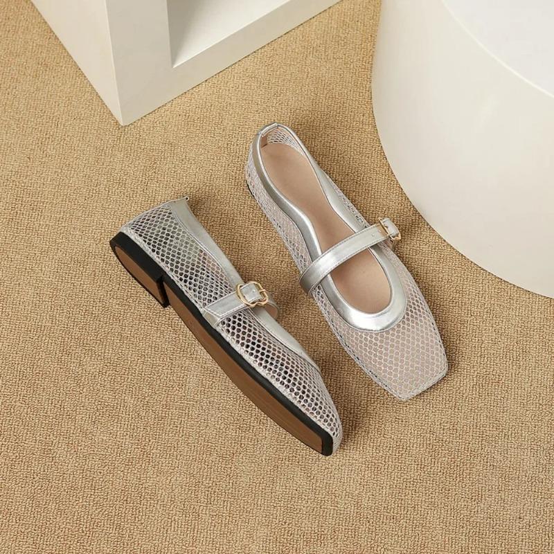 Fashion Flat Sandals Woman Mesh Women's Shoes Summer Mesh Shoes Women's Sandals Breathable Shoe 2025 New Hollow Single Shoes Women Flats