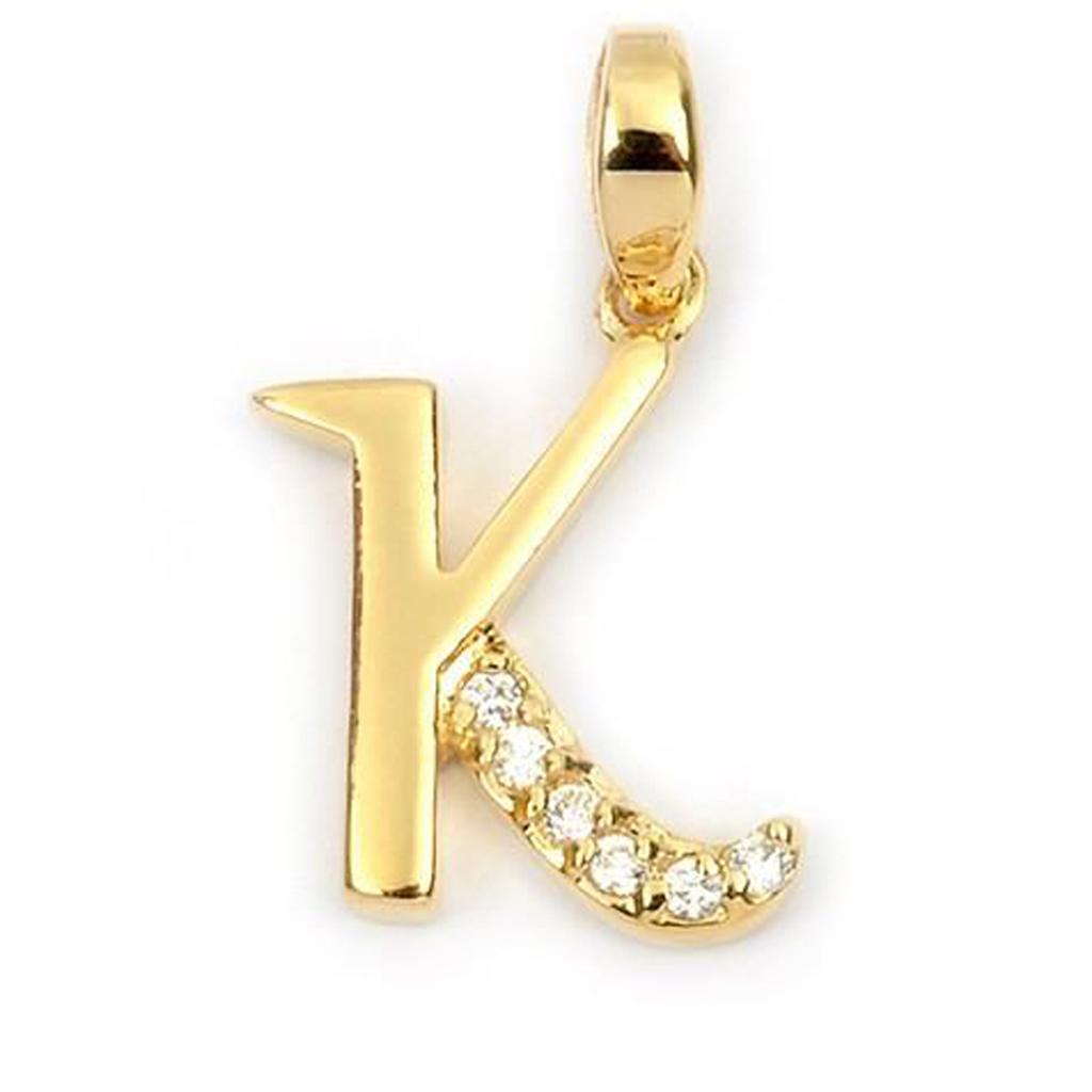 Les Trésors De Lily [M8948] - Pendentif Plaqué Or 'Lettre K' blanc doré - 21x10 mm