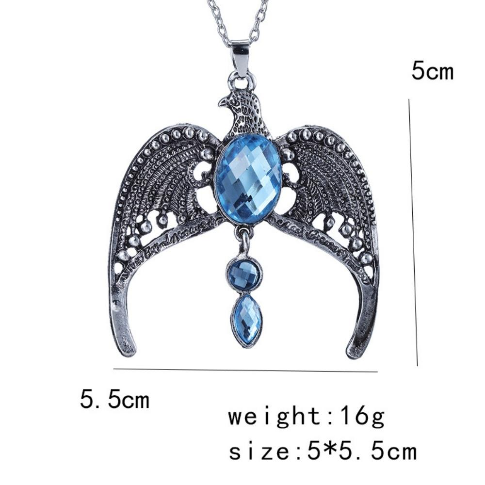 Classic Magic Necklace College Vintage Eagle Crown Blue Crystal Crown Pendant Necklace Movie Jewelry Gift Party Accessory