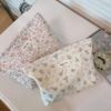 Fresh and Simple Floral Cotton Cloth Small Square Bag Cosmetic Bag Pure Cotton Zipper Liner Bag Clutch Bag