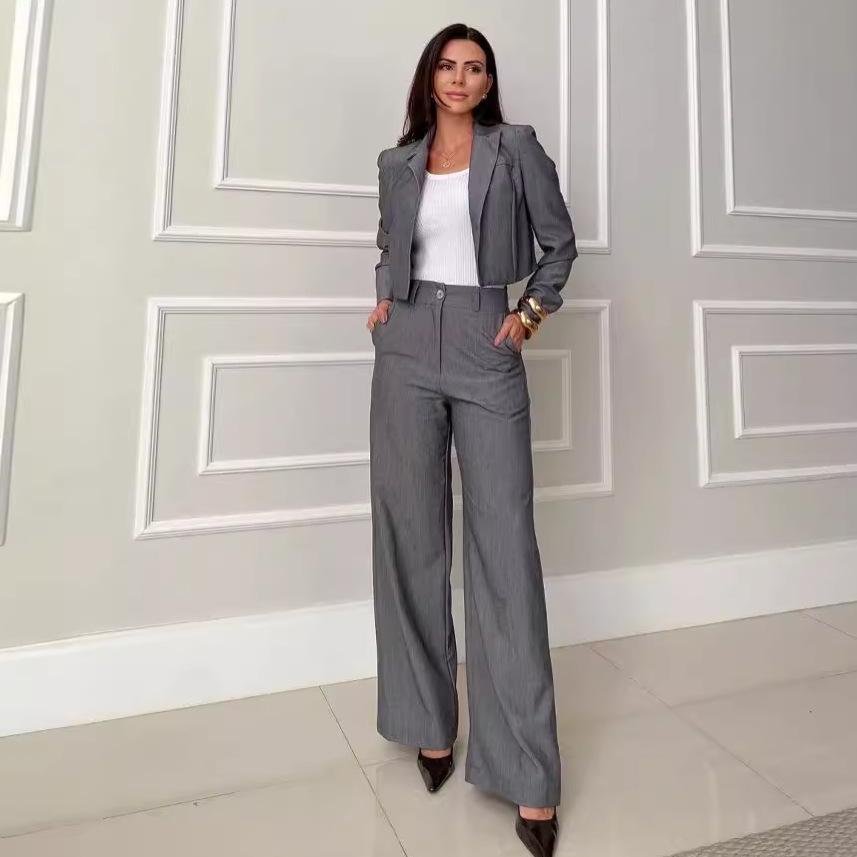 

Осень 2024 Элегантный европейско-американский приталенный костюм и комплект брюк для работы L серый