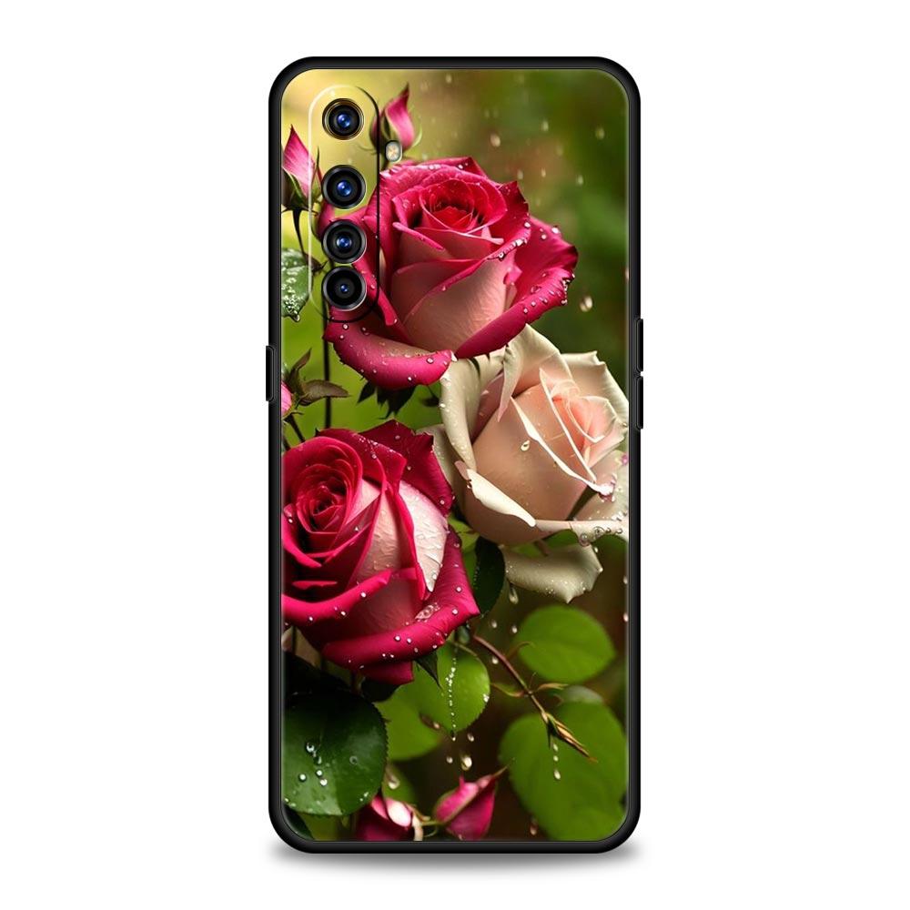 For Realme GT Neo 2 3 3T 5 Case For Realme 12 11 5G 10 9 8 5G 7 6 GT5 GT3 GT2 Pro Plus C21 C11 C25 Beautiful Red Rose Flowers