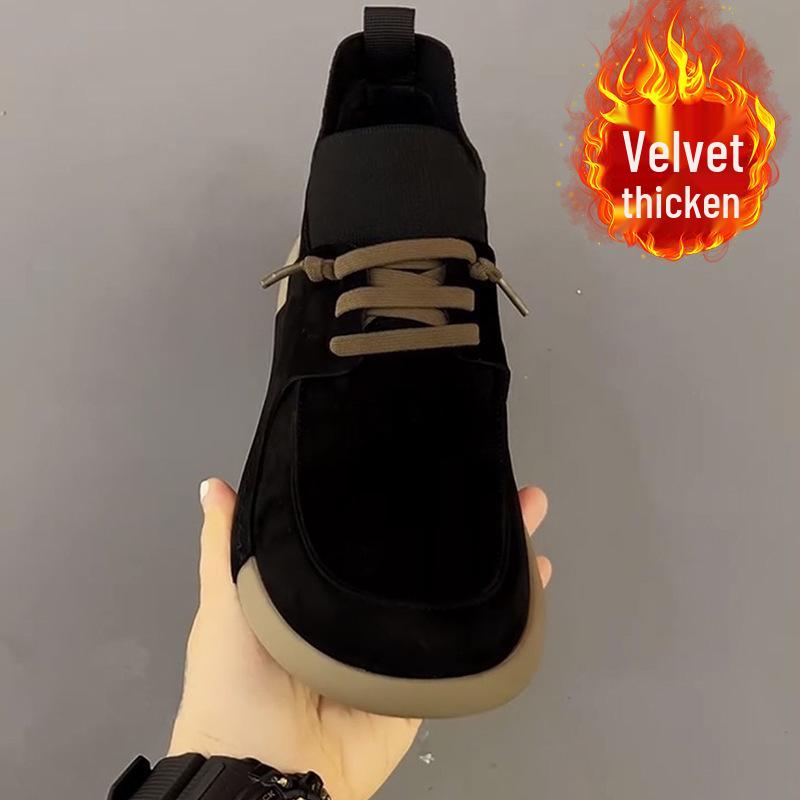 2025 Spring Men's Soft Leather Slip-on Shoes - Comfortable, Versatile, Round Toe, Plus Velvet.