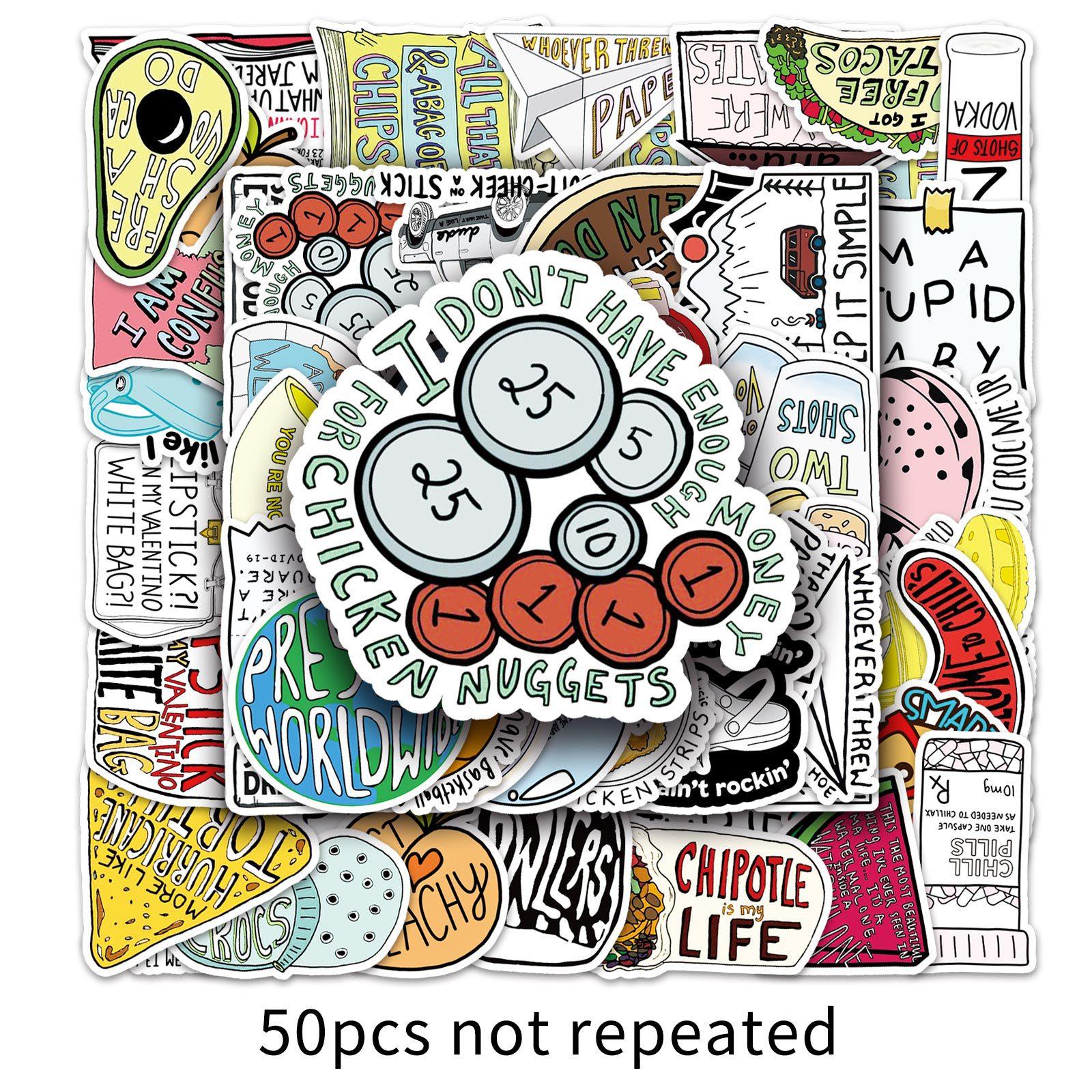 

50 Vine Cartoon Ins Style Doodle Personalized Suitcase Laptop Car Decoration Stickers