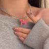 New Funny Enamel Colt Horse Pendant Necklaces For Women Silver Plated Alloy Beads Chain Chokers Jewelry Gift