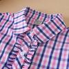 Girls' Plaid Shirt with Ruffle Long Sleeve Casual Top 100% Cotton Spring Autumn Daily Wear Kids' Fashion 2025