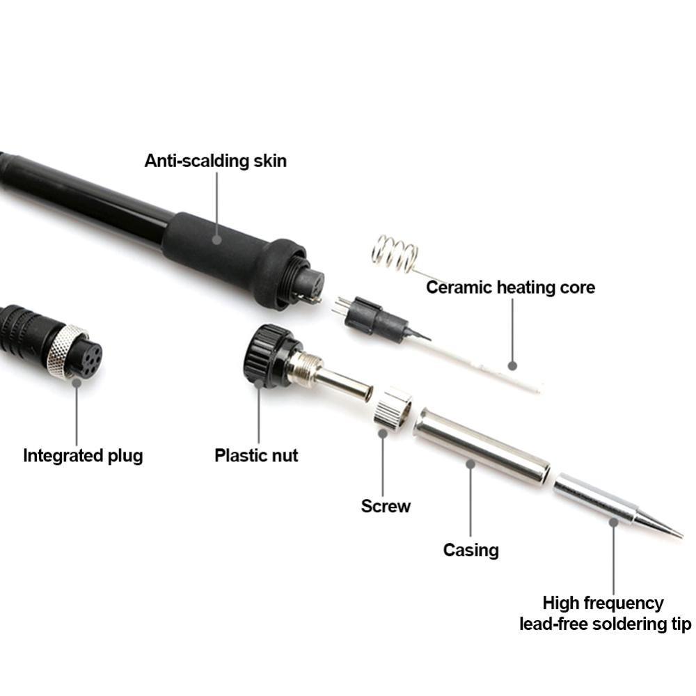 Lötstations-Lötkolbengriff-Adapter für ESD 852D 936 937D 898D 907 HAKKO Lötkolbenspitzen-Kanülengehäuse + 5 Stück Lötkolbenspitzen-Werkzeug
