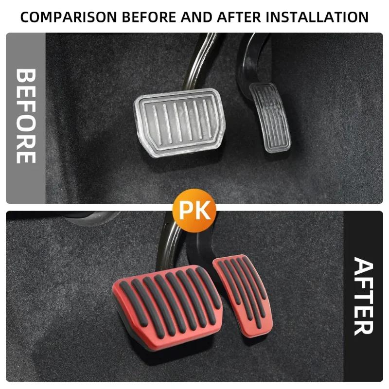 Futhope Car Foot Pedal Pads Covers For Tesla Model 3 Y Highland 2025-2025 Litchi Grain Anti Slip Accelerator Brake Rest Pedal