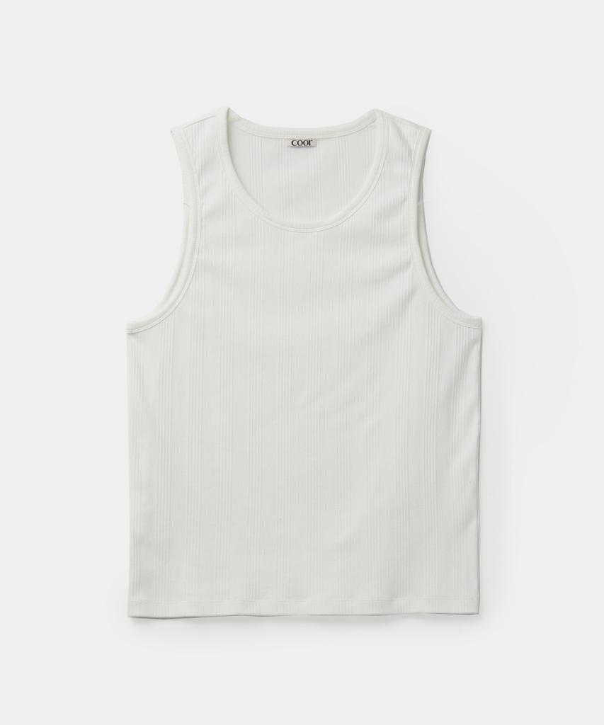 Kueo Scoop Neck Ribbed Tank Top (White)