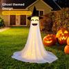 2Pcs LED Halloween Ghost Decorations 8 Modes Standing Ghost Ornament IP44 Waterproof Light-Up Tripod Ghost Statue for Home Decor