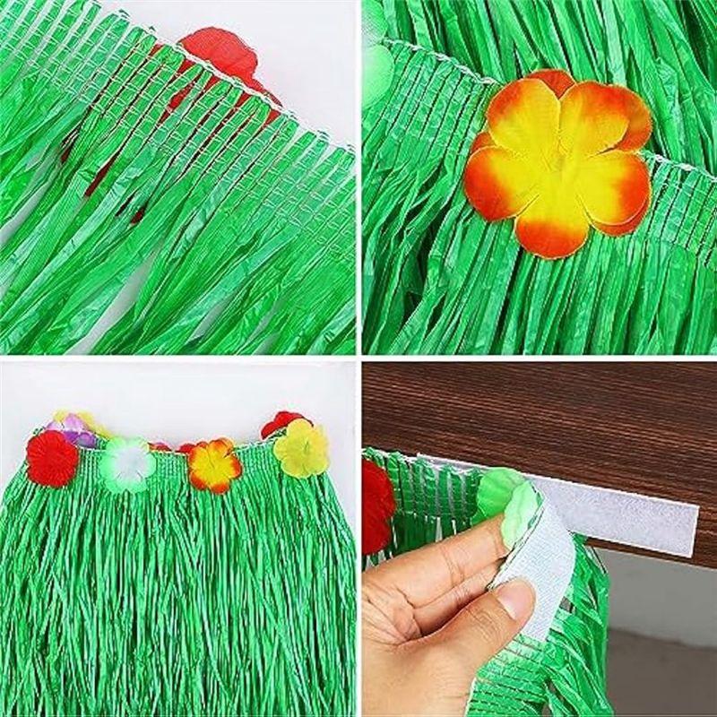 M-Modern-4Pack Luau Grass Table Skirt 9 Feet X 29.5 Inch Hawaiian Table Skirt As Shown For Tropical Hawaiian Luau Party Decorati