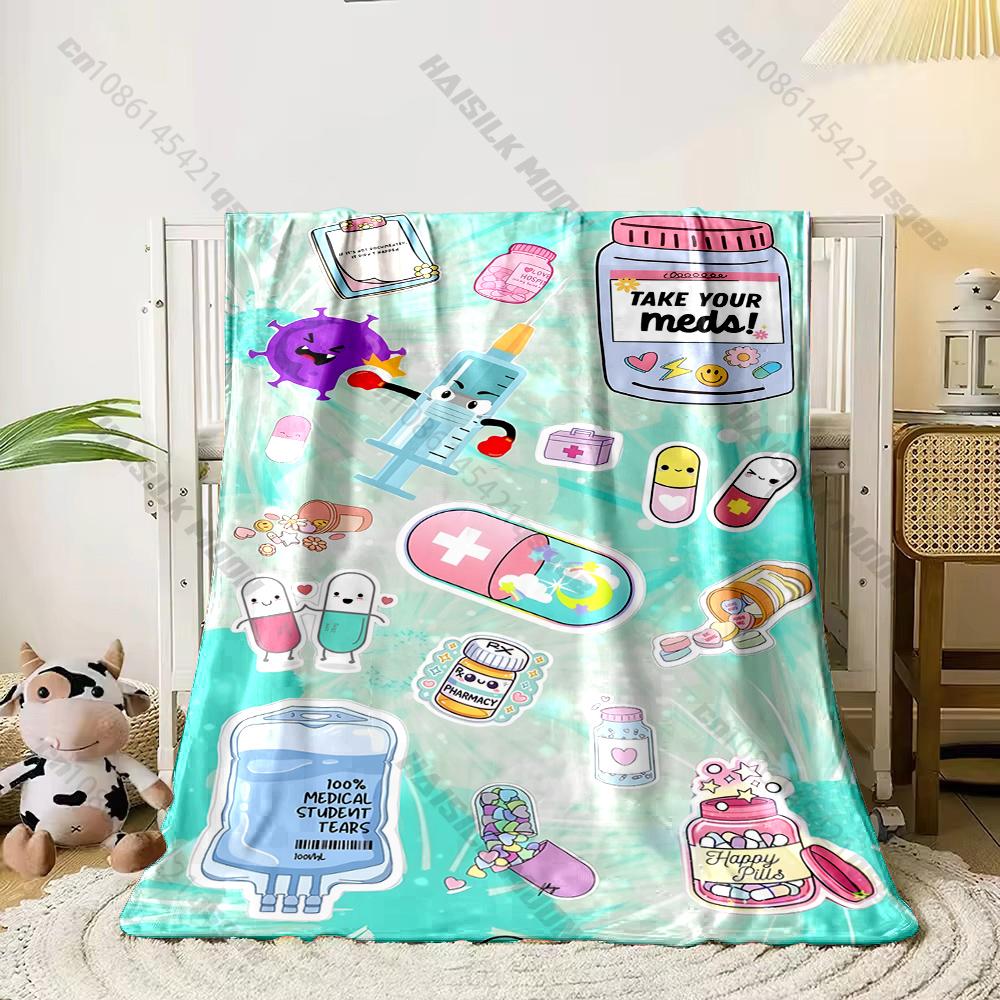 

Large Size Lightweight E-Enfermera En Apur0s Merch Print Blanket Super Soft Cozy Home Bed Sofa Office Doctor Nurse Blanket Gift 75x90cm