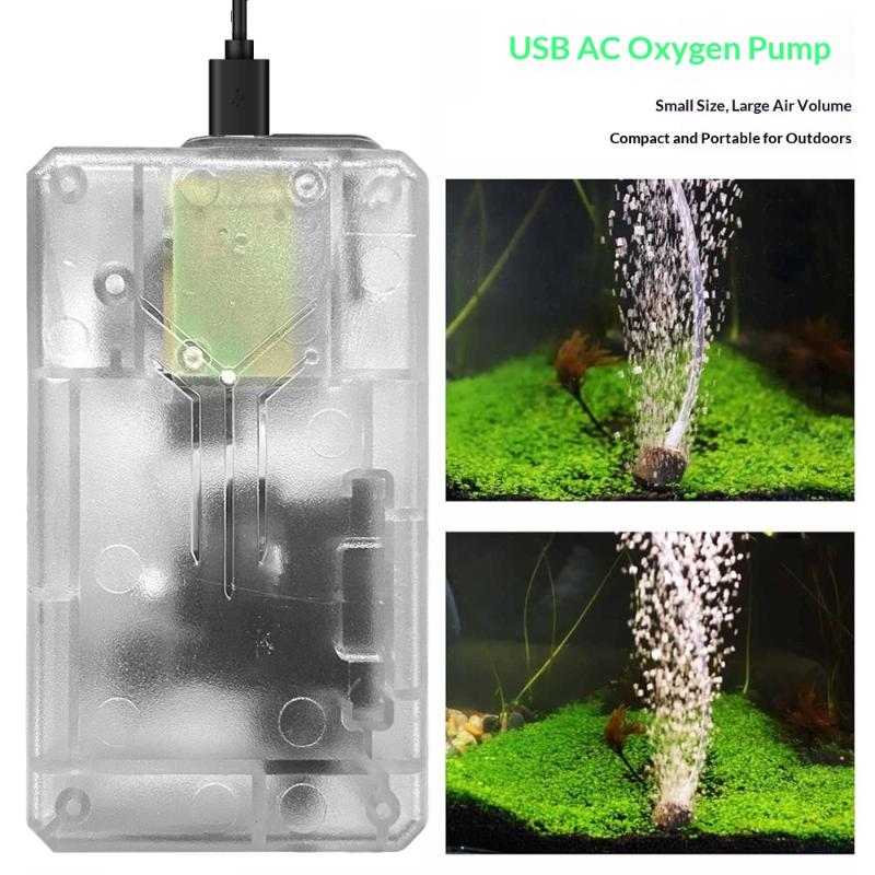 Usb Aquarium Air Pump Silent Portable Fish Tank Oxygen Pump With Air Stone For Small Fish Tank Outdoor Fishing