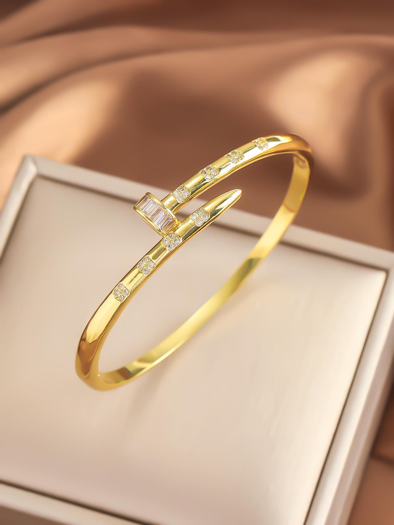 Европейский и американский микро-инкрустированный циркон цвет золотой медь циркон браслет на ноготь уличный открытый регулируемый персонализированный ноготь рука