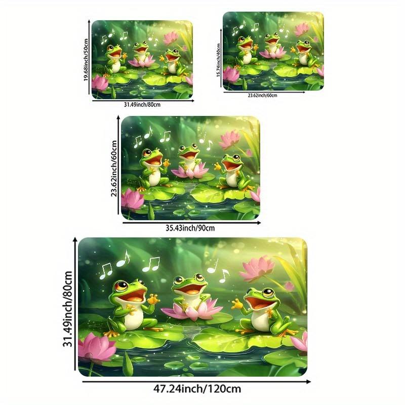 Kikkers Zingend Cartoon Deurmat, Polyester Antislip Machine Wasbare Vloerkleed voor Woonkamer Slaapkamer Badkamer Keuken Decor