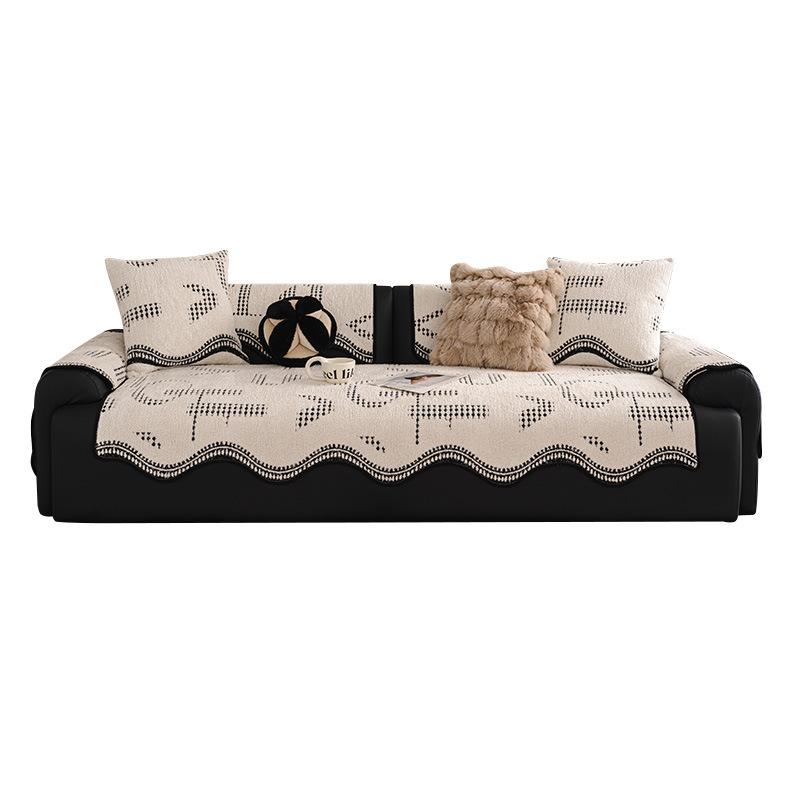 French Special-Shaped Sofa Cushion, Universal In All Seasons, Straight-Breasted Leather Sofa Seat Cushion, Thickened Non-Slip Irregular Sofa Coverl