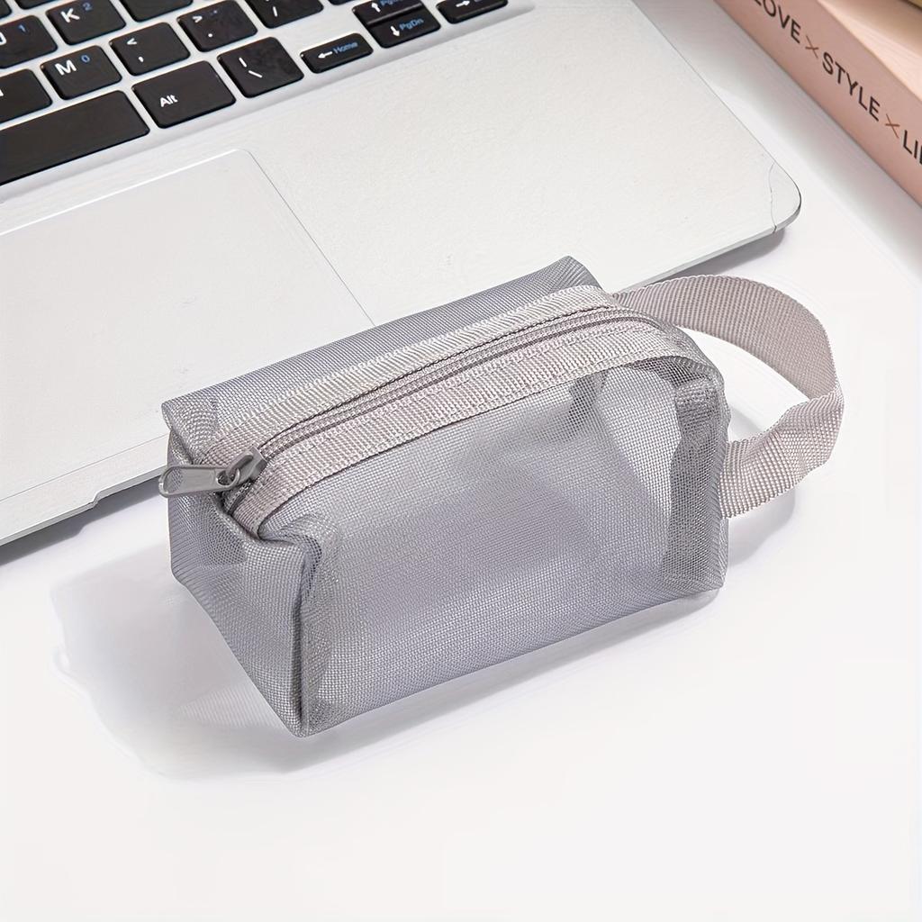 Mesh Transparent Portable Storage Bags Zippered Pouches for Earphones, Keys, Coins & Cosmetics, Lightweight & Machine Washable