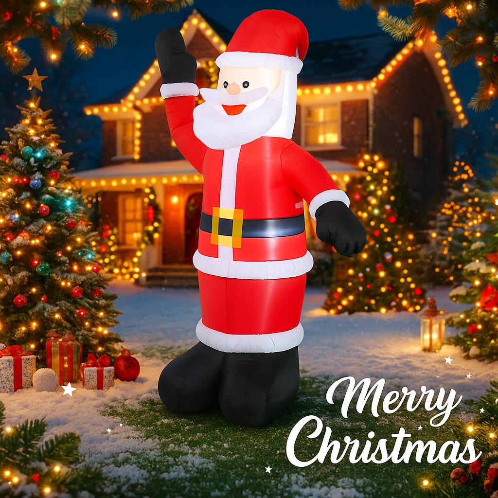 5.9FT Holiday Lighting LED Inflatable Christmas Santa Claus Wave Arm Toys Xmas Yard Party Supplies Home Decoration Festive Gifts