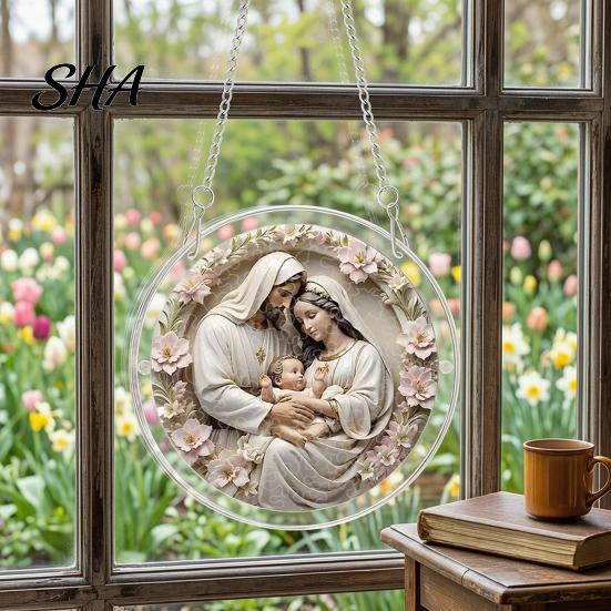 Colorful Window Visor Acrylic Jigsaw Puzzle Suncatcher, Religious DIY Sun Catcher Puzzles Kit, Stained Glass Style Hanging Decor for Home, Garden,