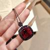 Dark Red Corundum Set, Personalized Black Gold Ring, Femininity Pendant, Necklace, Colorful Treasure Stud Earrings.