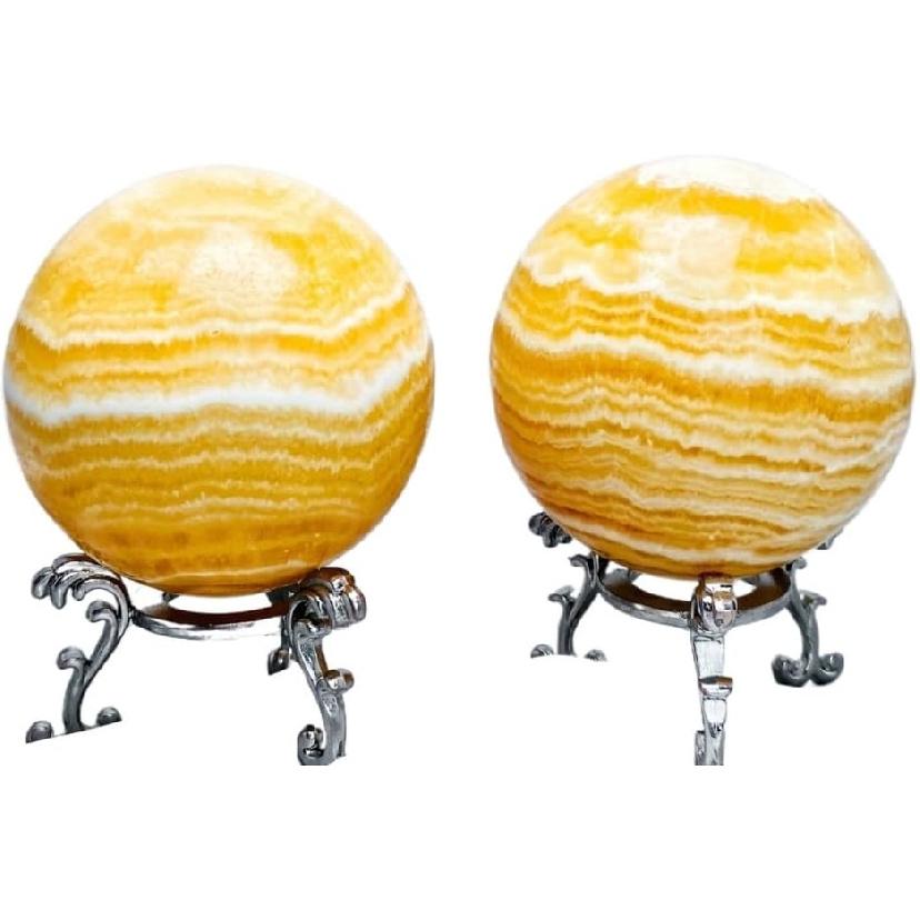 

1Pc Natural Polished Orange Calcite Crystal Quartz Ball, Yellow Calcite Crystal Ball Clear Quartz Crystal Sphere(6.8cm) 3.5cm