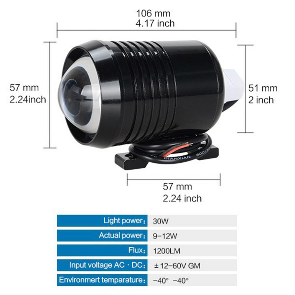 10W High-power Motorcycle Headlight LED Lens Electric Spotlight Driving Spot Fog Lights For Car ExternalAccessories Bulb 12V