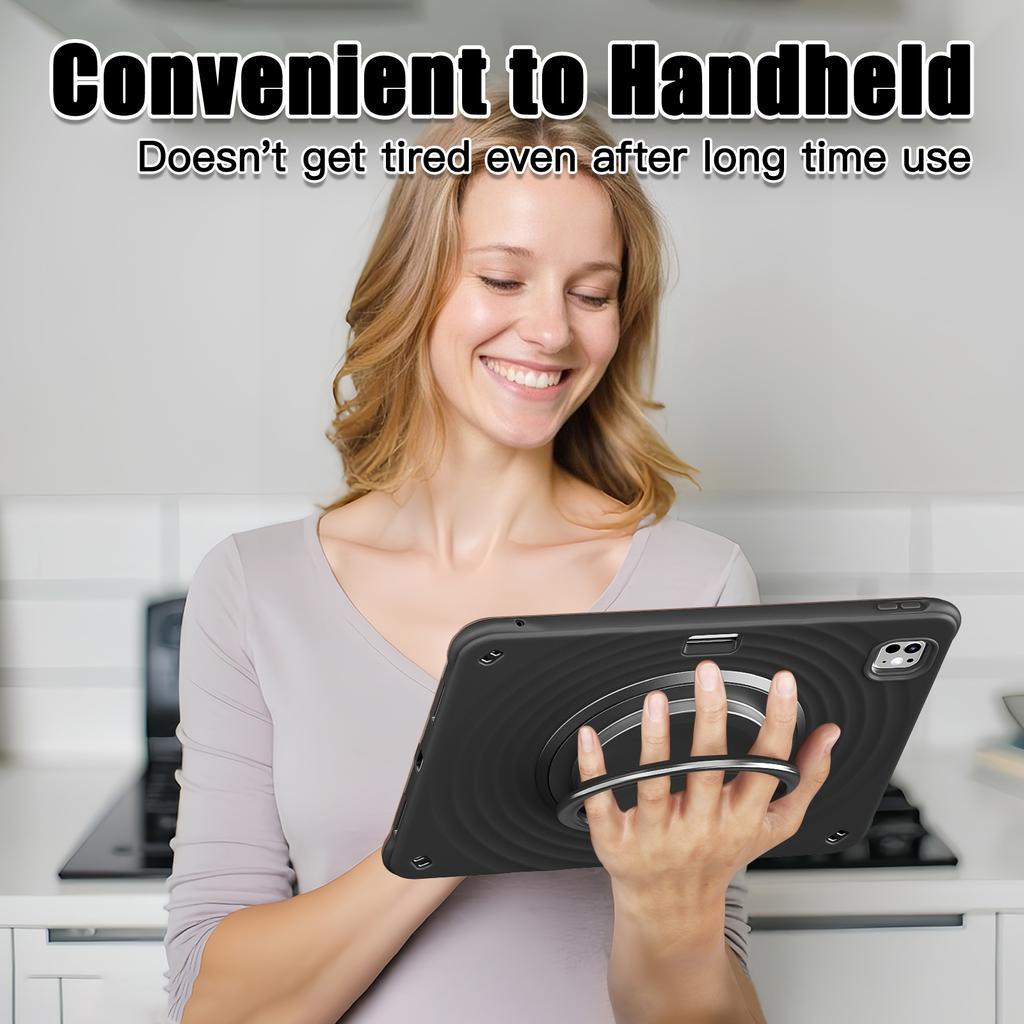 For iPad Pro 13 (2024) Case with Shoulder Strap Kickstand PC+Silicone+TPU Tablet Cover