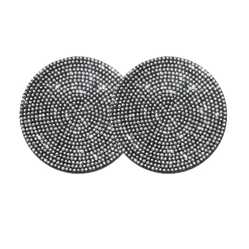 1/2Pcs Diamond Car Coaster Water Cup Slot Non-Slip Mat Bling Gadget Silica Pad Cup Holder Mat Auto Interior Accessories