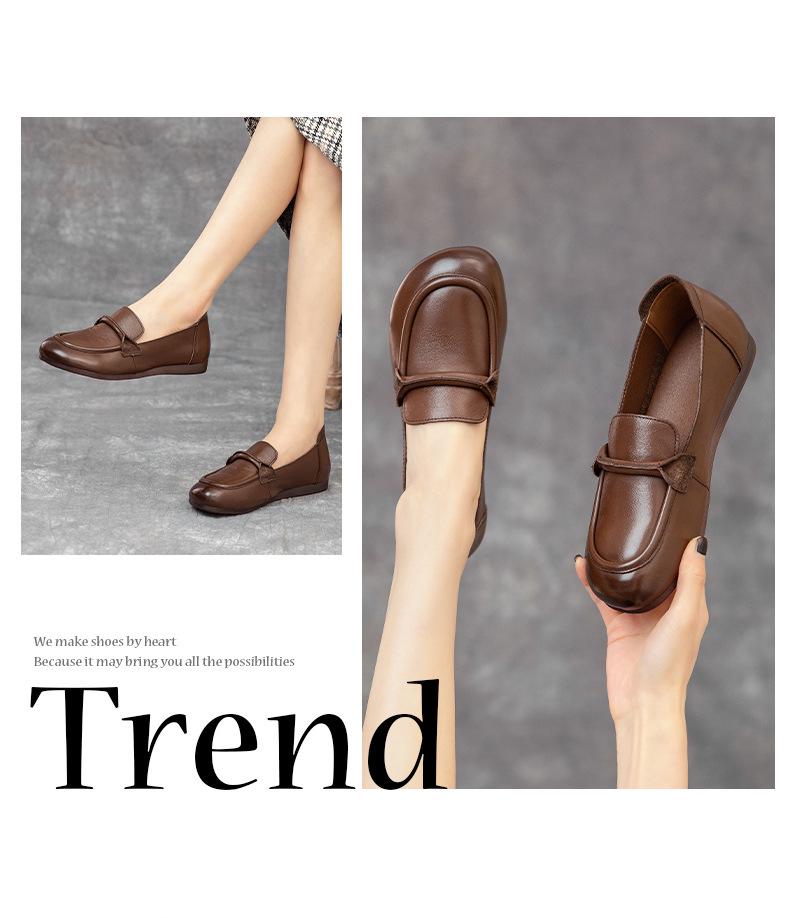 Retro Rutschfeste Atmungsaktive Slipper aus Leder für Mittelalte und Ältere Frauen