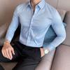 2025 Spring Men Solid Color Business Shirt Men Shirt Fashion Classic Basic Casual Slim White Social Shirt Autumn