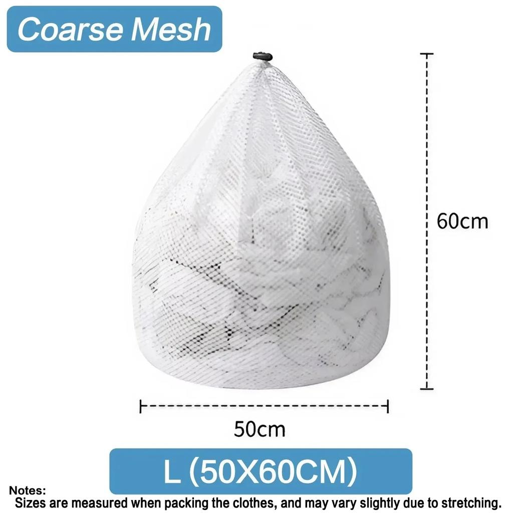 1PC Drawstring Laundry Bag Large Capacity Mesh Coarse Mesh Wash Bag For Clothes Jeans Blankets Durable Washing Net
