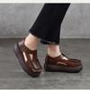 Johnature Retro Genuine Leather Roman Sandals Comfortable And Versatile Round Toe Thick Soled Women's Shoes