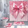 VIKAMA Fashion Pink Shining Diamond Bow Printed Shower Curtain Waterproof and Mold proof Bathroom Partition Curtain Home Decor