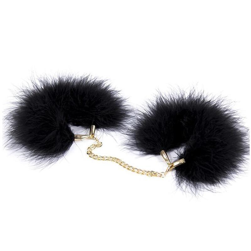 Fuzzy Black Cuffs  Restraints Cuffs & Shackles