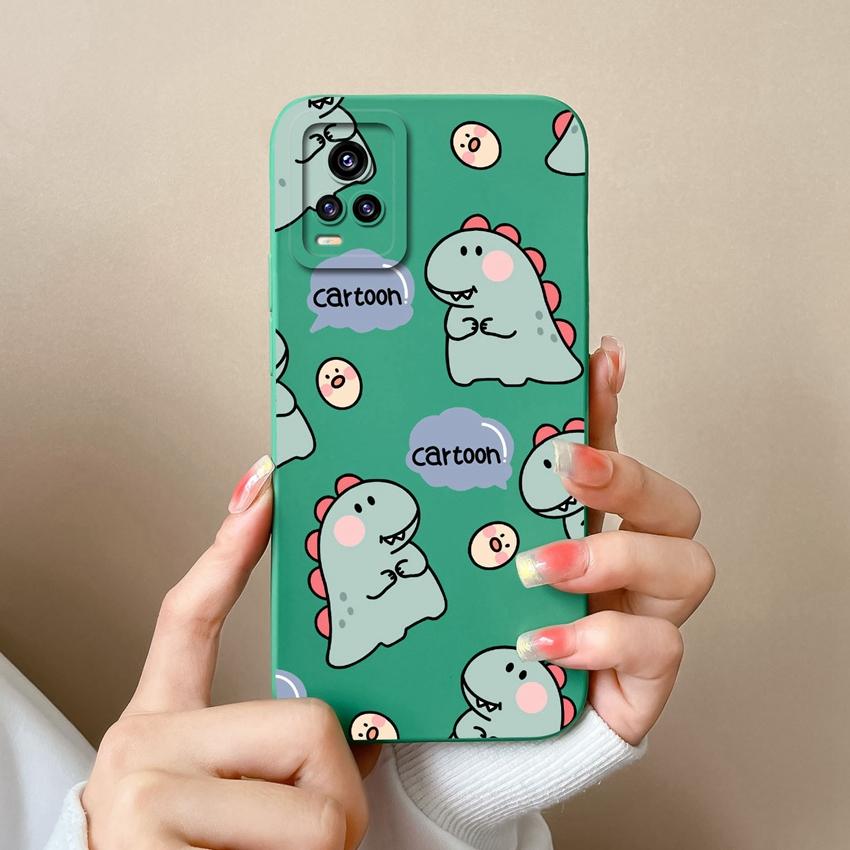 For Vivo V15 S10 Y75 S16 V17 Y77 Phone Bags Naughty Cartoon Dinosaur Patterns Camera Protection Shockproof Silicone Cover Case For Vivo Bumper Housing