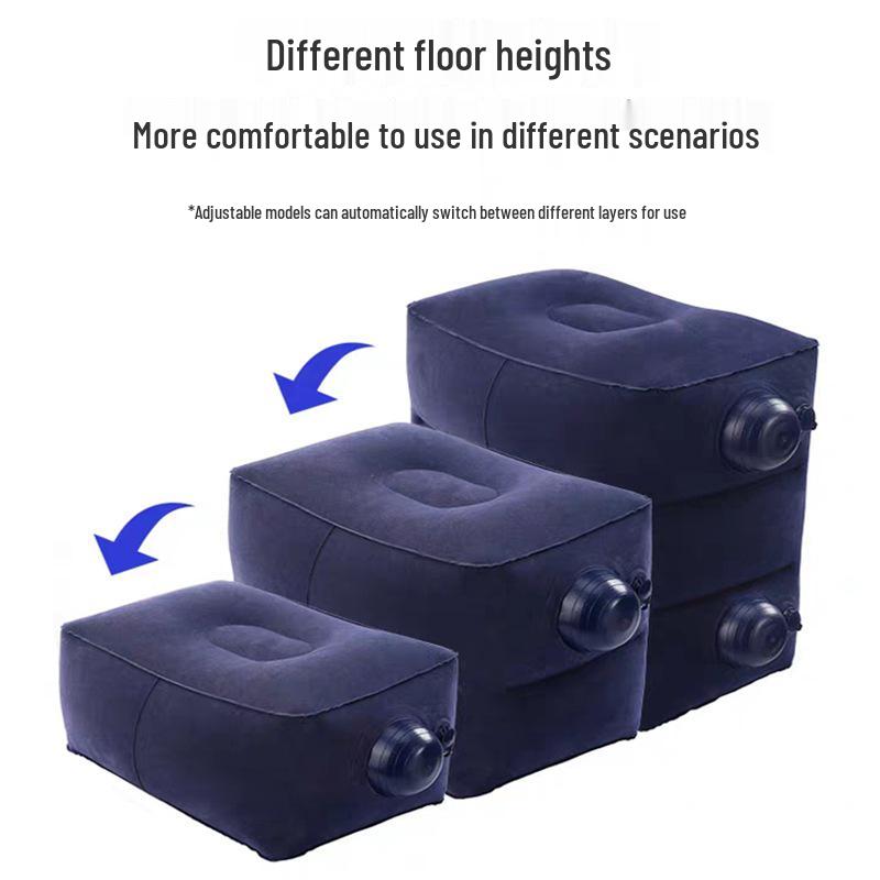 Flocking Press-to-Inflate Travel Footrest: Adjustable Universal Car & Plane Leg Rest