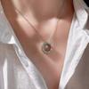 Xiaoxiangfeng Coco Rhombus Pattern Water Ice Moon Necklace Women'S Gold-Plated Temperament Light Luxury High-End Jewelry Collarbone Chain Women