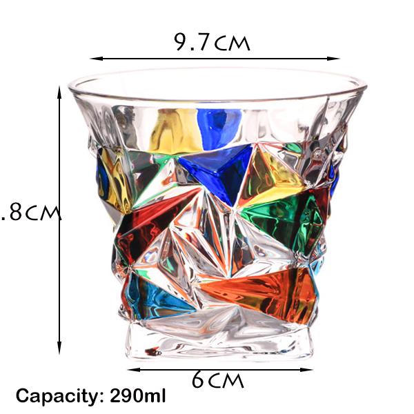 Whiskey Glasses with Colorful Painting, Scotch Whisky, Bourbon, Cocktails, RUM, Durable Whiskey Glasses