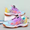 Fiberhome Children's Badminton Shoes Youth Lightweight Breathable Shock Absorption Rotating Button Table Tennis Shoes