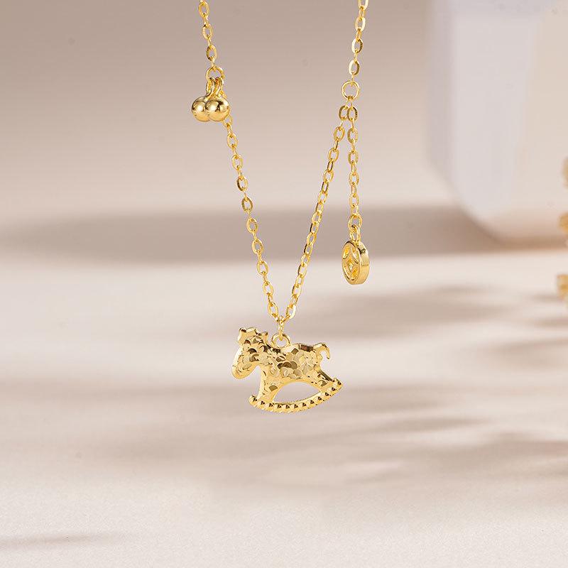Tichiya Sterling Silver Horse Necklace with Crushed Ice Pendant and Tassel 925 Silver