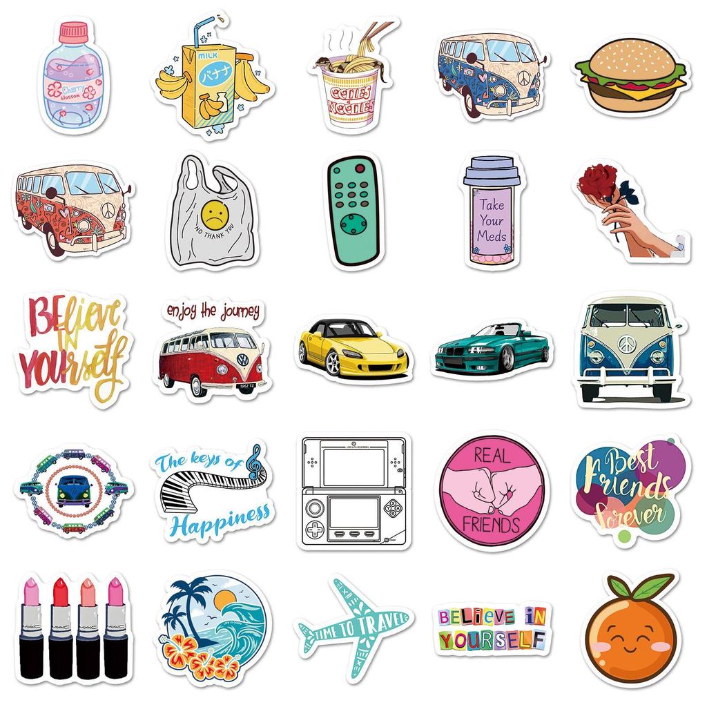 607 Trendy Cartoon Graffiti Stickers: Creative, Waterproof Decorations for Journals, Storage Boxes, and Water Bottles