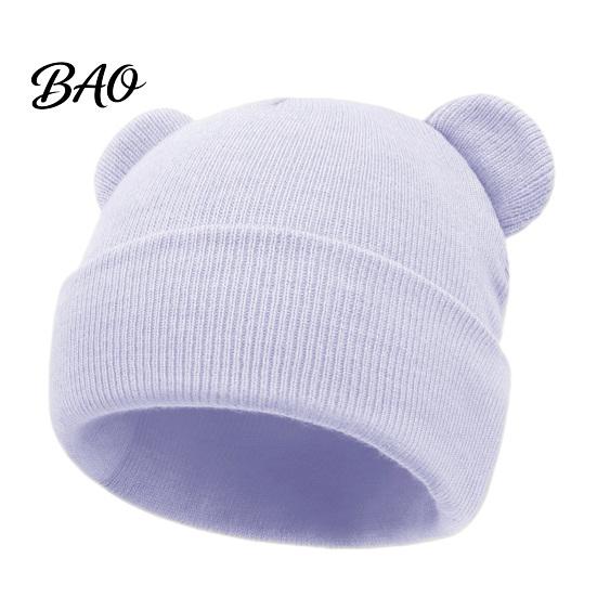 Infant Knitted Hat Baby Winter Hat, Cute Bear Ears Cozy Knit Soft Ear Warm Skull Cap for Newborn Toddler Boys Girls, 0-36 Months Windproof Head Wrap