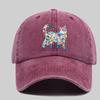 Retro Watercolor Flower Cat Graphic Baseball Cap Washed Dad Hat Adjustable Comfortable And Versatile
