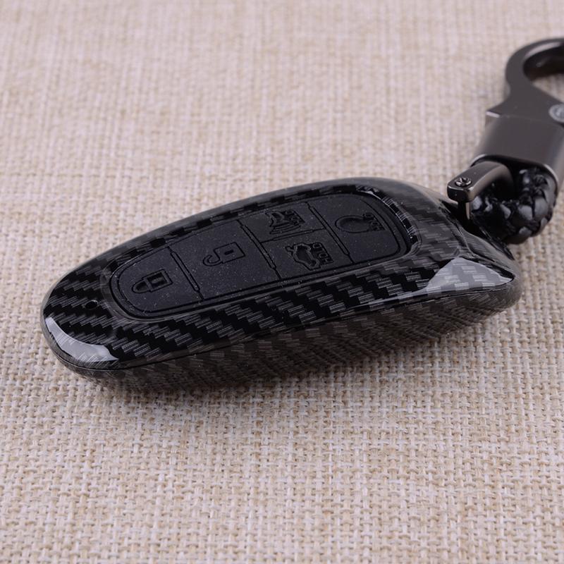 Carbon Fiber Style ABS 5 Buttons Remote Key Fob Case Cover Fit for Hyundai Santa Cruz Santa Fe Sonata     New